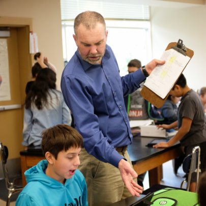 LPMS science class teacher and student