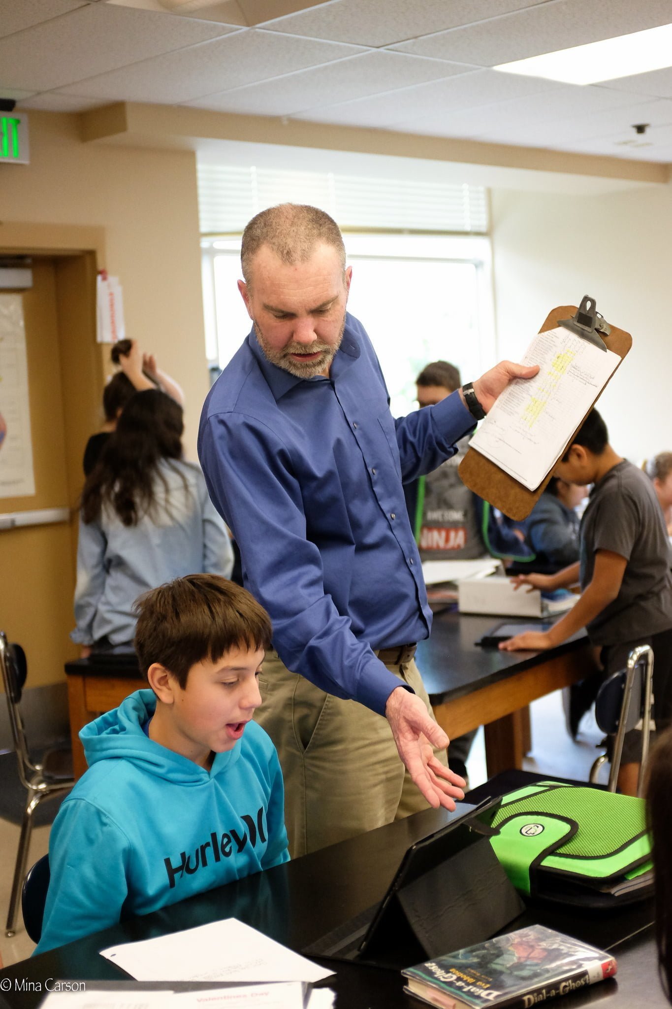 LPMS science class teacher and student